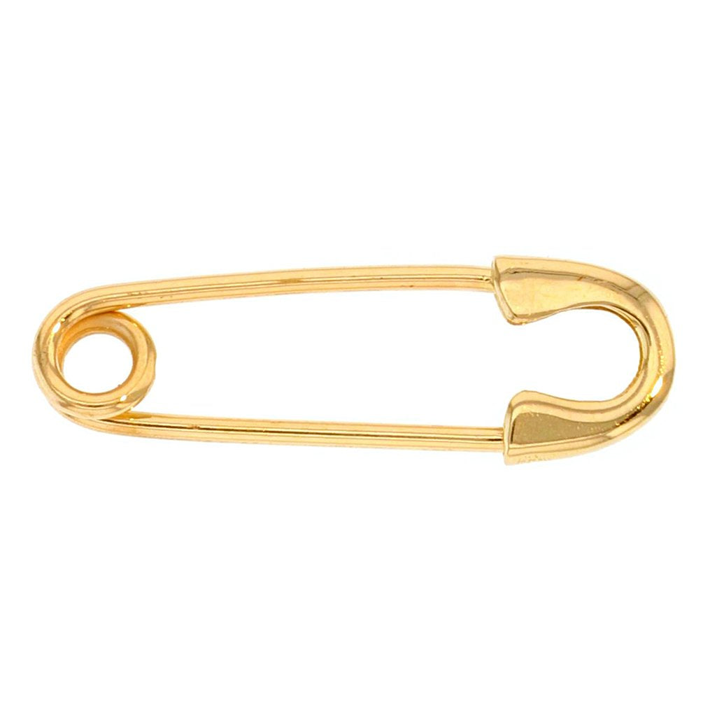 Jewelry America Solid 14K Yellow Gold Simple Safety Pin Brooch